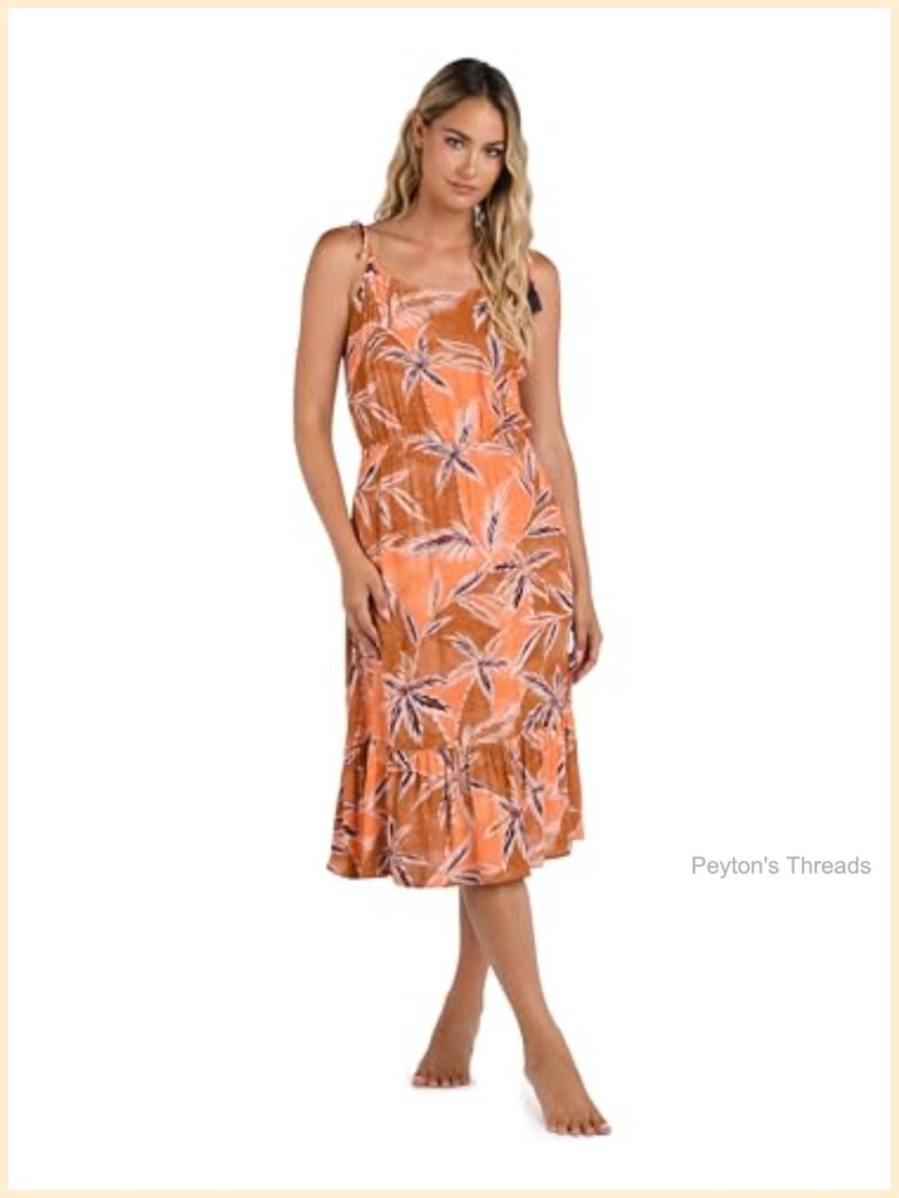 La Blanca Midi Dress Swimsuit Cover Up Tiered Scoop Neck Adjustable Straps